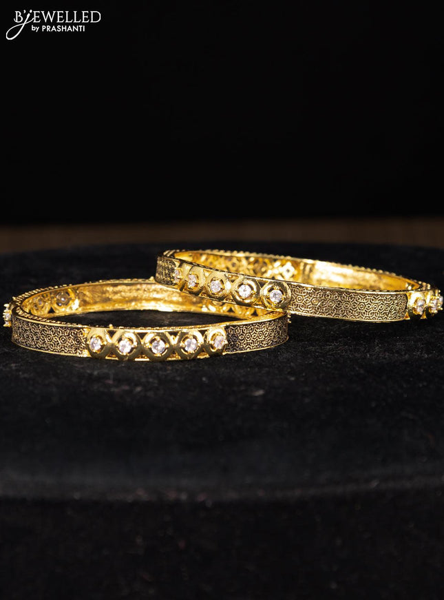 Antique bangle emboss design with white stones - {{ collection.title }} by Prashanti Sarees