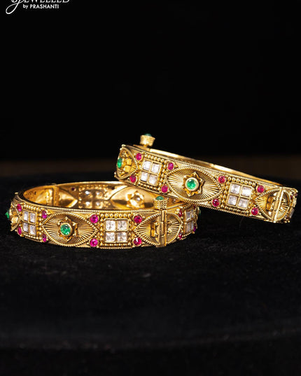 Antique bangle floral design with kemp and white stones - {{ collection.title }} by Prashanti Sarees