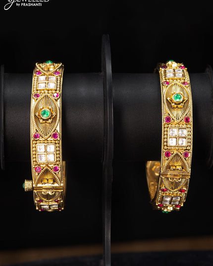 Antique bangle floral design with kemp and white stones - {{ collection.title }} by Prashanti Sarees