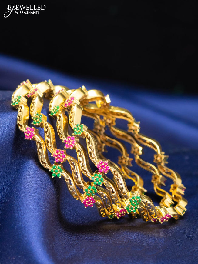 Antique bangles floral design with kemp stone - {{ collection.title }} by Prashanti Sarees