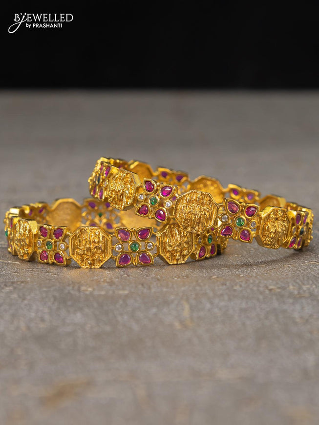 Antique bangles ramdarbar design with kemp stones - {{ collection.title }} by Prashanti Sarees