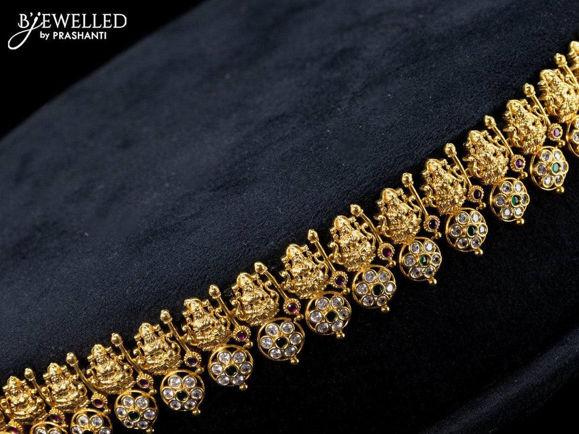 Antique hip chain lakshmi & floral design with kemp and cz stones - {{ collection.title }} by Prashanti Sarees