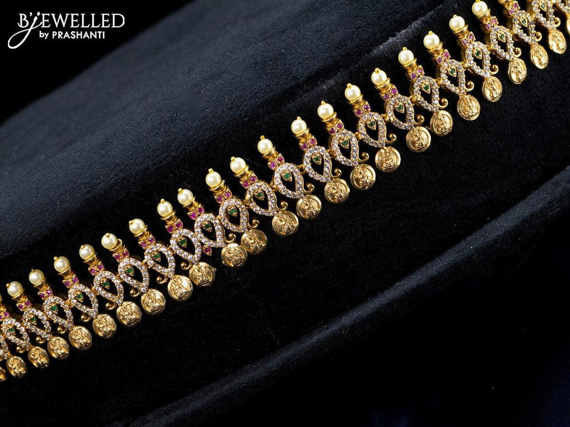 Antique hip chain manga pattern with kemp and cz stones - {{ collection.title }} by Prashanti Sarees