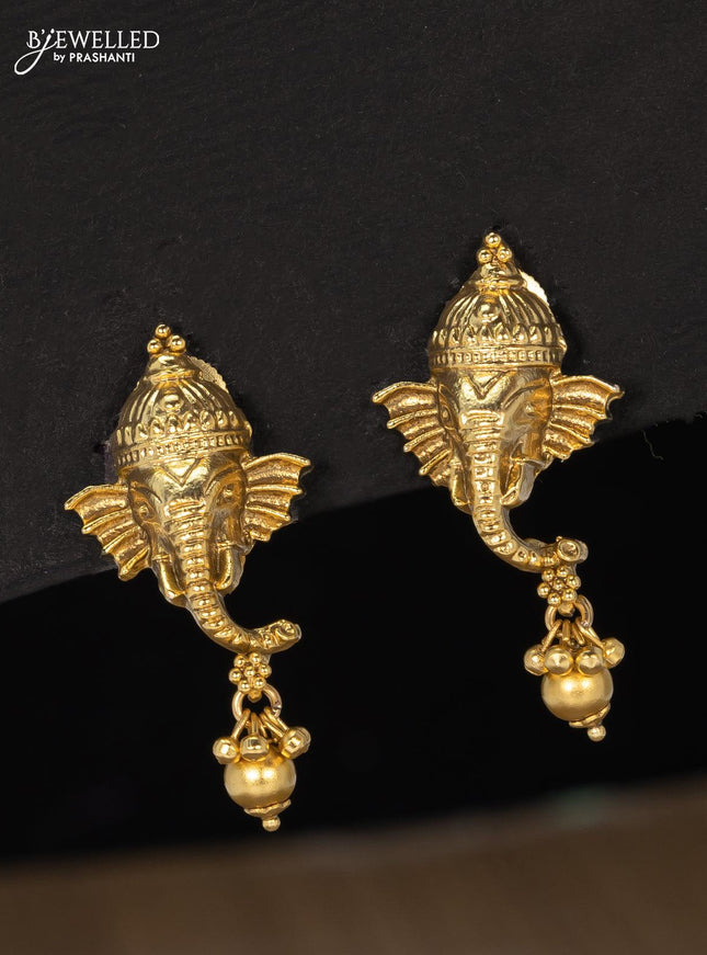 Antique necklace with ganesha design and golden beads hangings - {{ collection.title }} by Prashanti Sarees