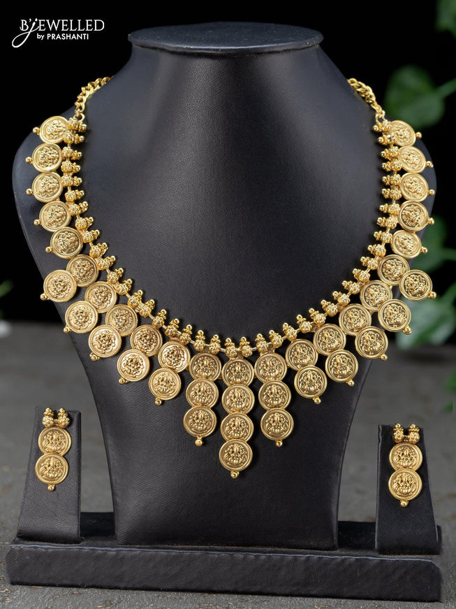 Antique necklace with lakshmi kasu design - {{ collection.title }} by Prashanti Sarees