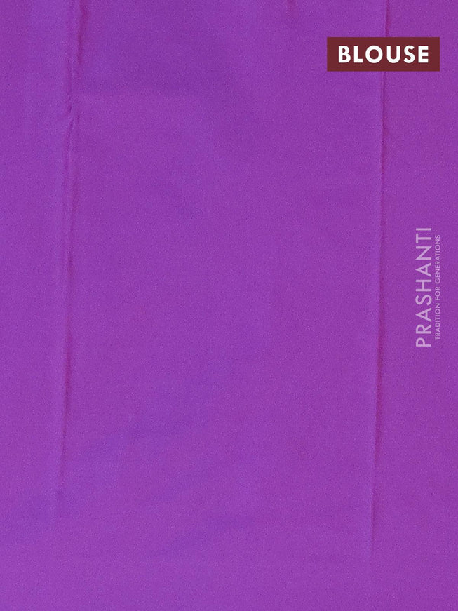 Arani semi silk saree blue and purple with allover copper zari checked pattern in borderless style - {{ collection.title }} by Prashanti Sarees