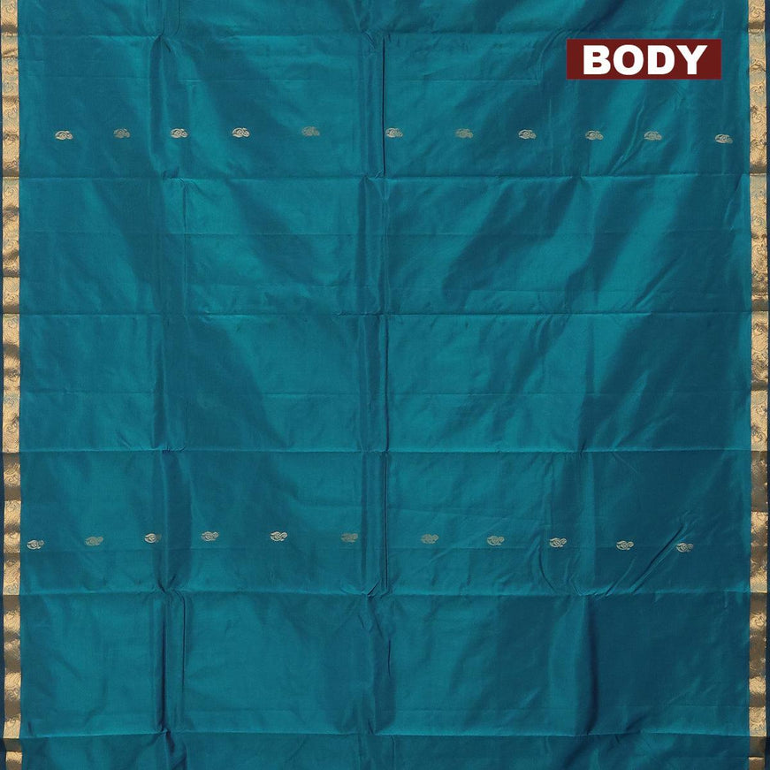 Arani semi silk saree cs blue with zari woven buttas and small zari woven border - {{ collection.title }} by Prashanti Sarees