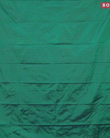 Arani semi silk saree dark green and dual shade of greenish purple with allover copper zari checked pattern in borderless style - {{ collection.title }} by Prashanti Sarees
