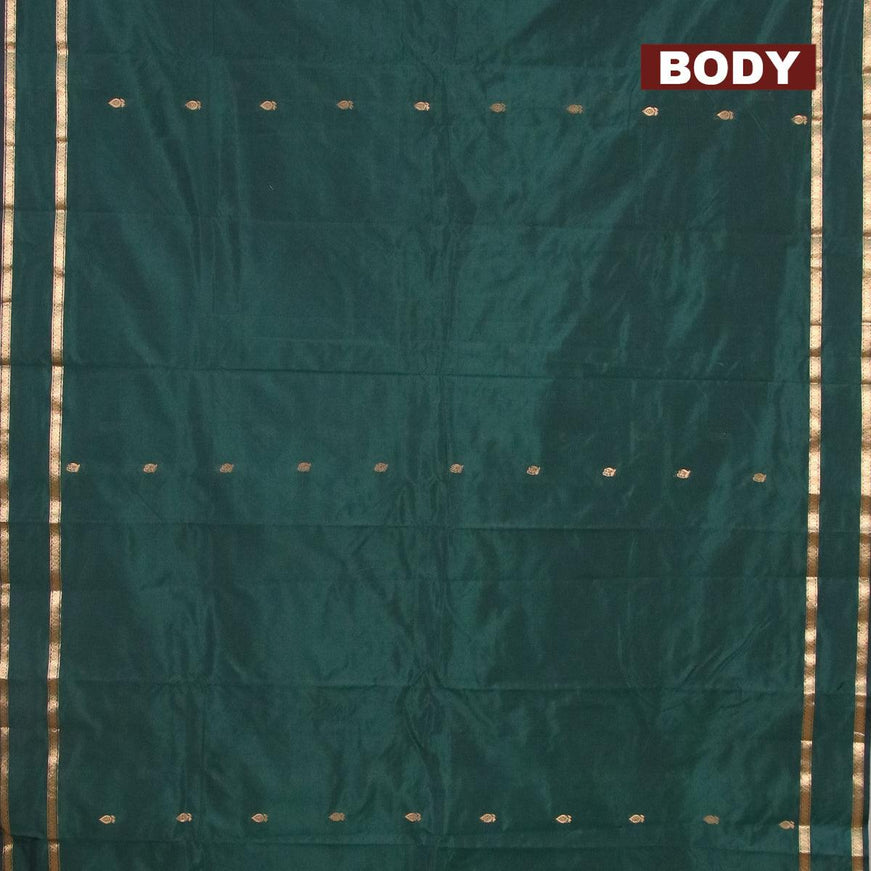 Arani semi silk saree dark green with zari woven buttas and rettapet zari woven border - {{ collection.title }} by Prashanti Sarees