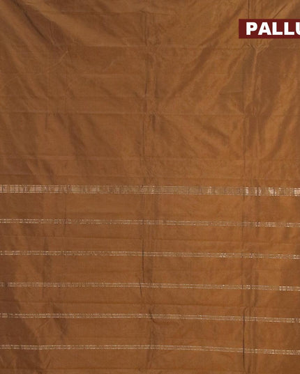 Arani semi silk saree dark mustard shade with plain body and small zari woven border - {{ collection.title }} by Prashanti Sarees
