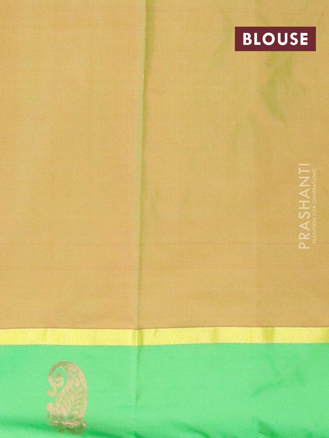 Arani semi silk saree dark pink and green with zari woven buttas and zari woven butta border - {{ collection.title }} by Prashanti Sarees