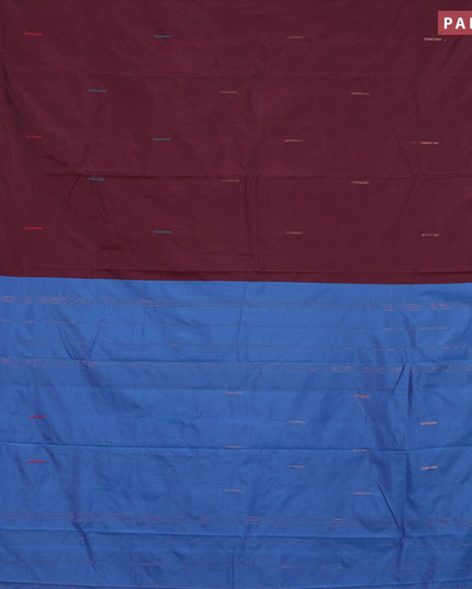 Arani semi silk saree deep maroon and blue with thread woven butats and thread woven butta border - {{ collection.title }} by Prashanti Sarees