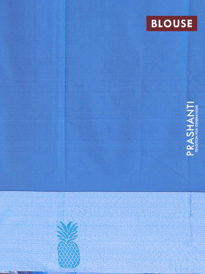 Arani semi silk saree deep maroon and blue with thread woven butats and thread woven butta border - {{ collection.title }} by Prashanti Sarees