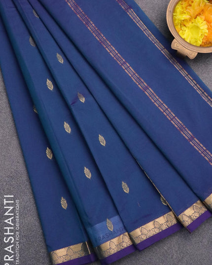 Arani semi silk saree dual shade of blue with zari woven buttas and small zari woven border - {{ collection.title }} by Prashanti Sarees