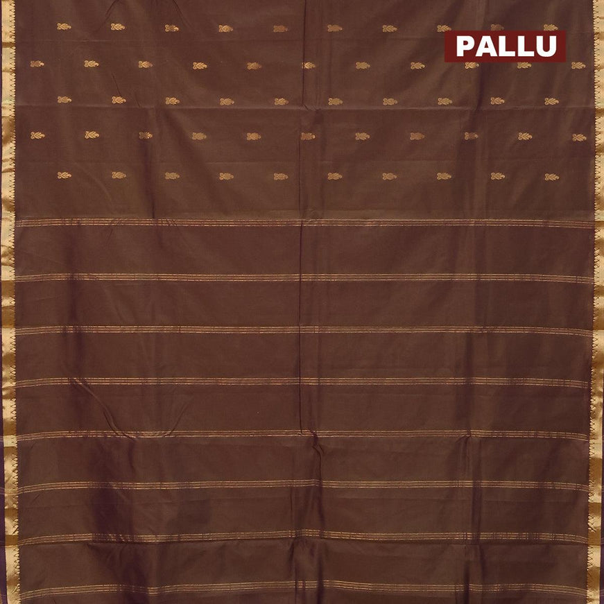 Arani semi silk saree dual shade of brownish purple with zari woven buttas and small zari woven border - {{ collection.title }} by Prashanti Sarees