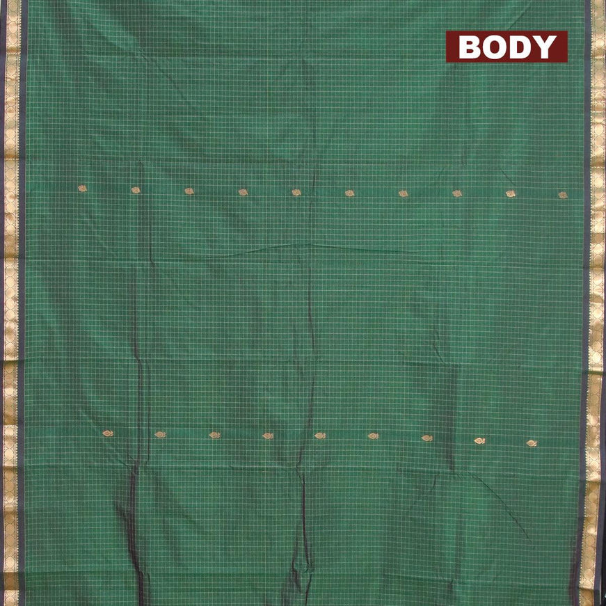 Arani semi silk saree dual shade of green with allover checked pattern & zari buttas and small zari woven border - {{ collection.title }} by Prashanti Sarees