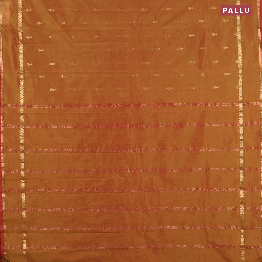 Arani semi silk saree dual shade of mehendi green and pink shade with zari woven buttas and rettapet zari woven border - {{ collection.title }} by Prashanti Sarees