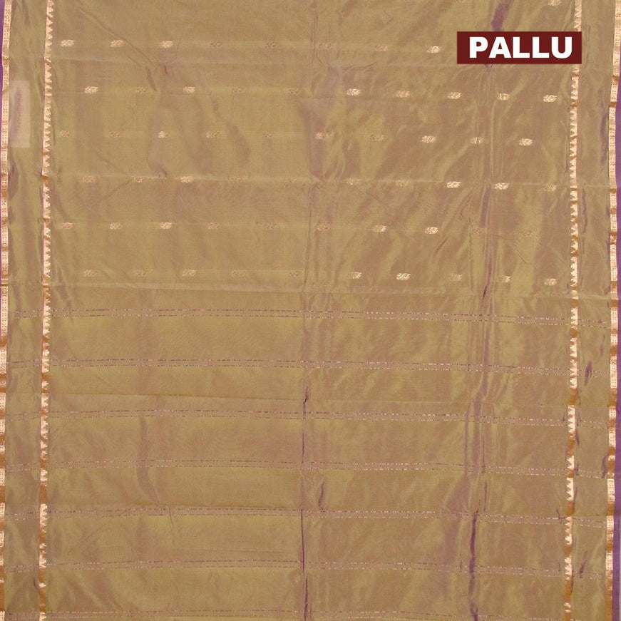 Arani semi silk saree dual shade of mehendi green and violet shade with zari woven buttas and rettapet zari woven border - {{ collection.title }} by Prashanti Sarees