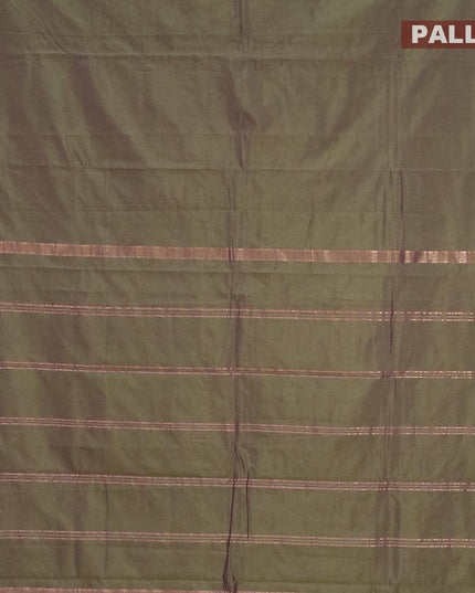 Arani semi silk saree dual shade of olive green with plain body and rettapet zari woven border - {{ collection.title }} by Prashanti Sarees