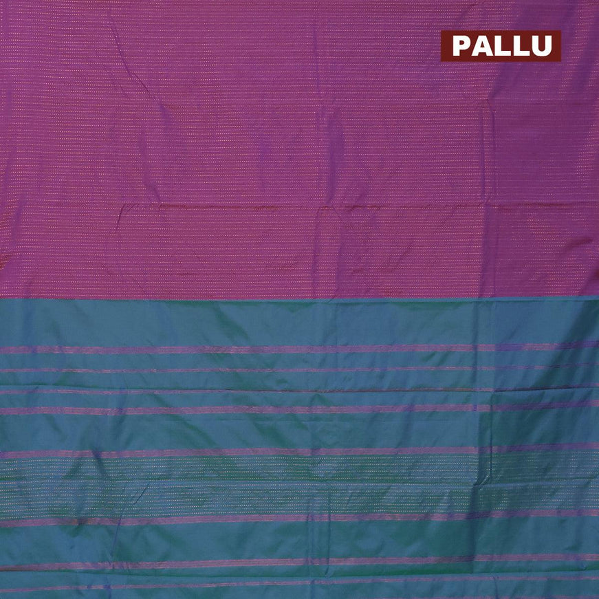 Arani semi silk saree dual shade of purple and green with allover copper zari weaves in borderless style - {{ collection.title }} by Prashanti Sarees