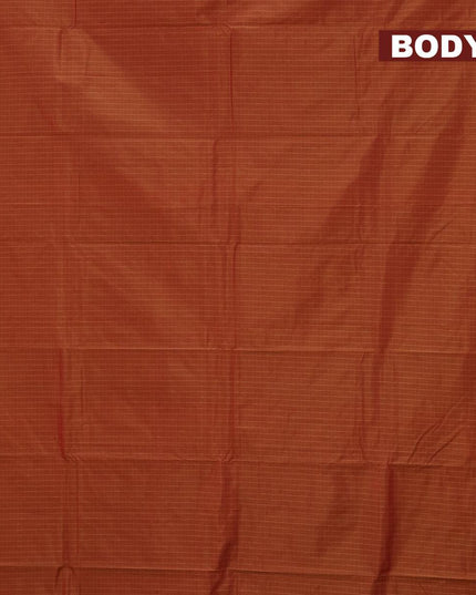 Arani semi silk saree dual shade of rust with allover checked pattern and small zari woven border - {{ collection.title }} by Prashanti Sarees