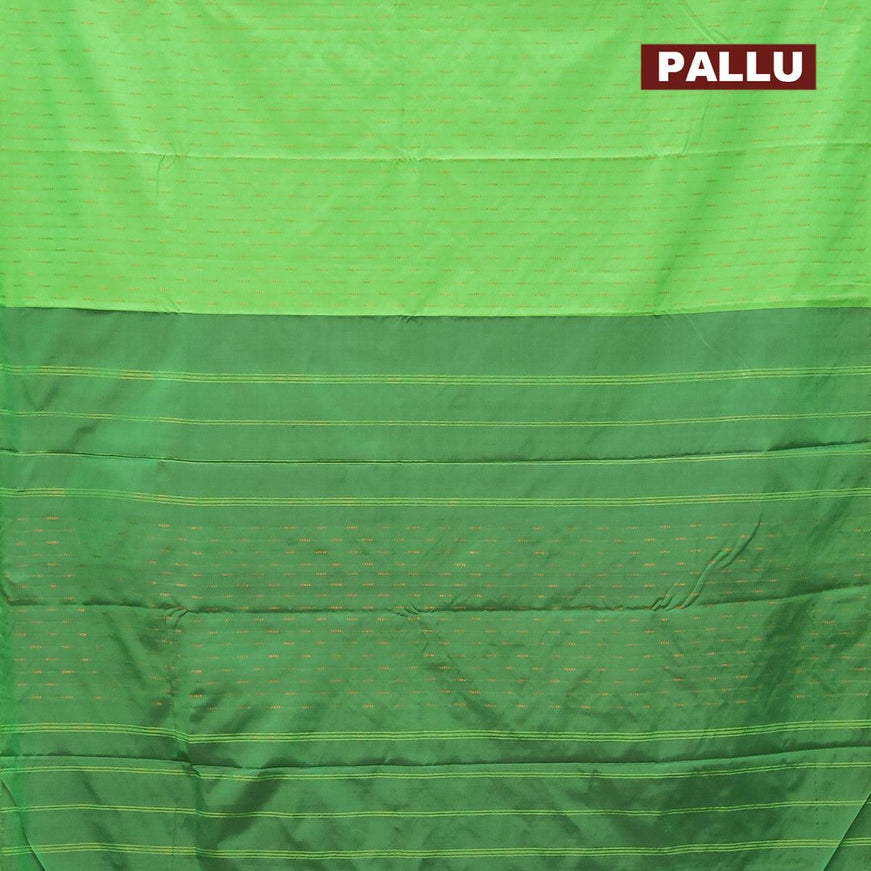 Arani semi silk saree green and dark green with allover copper zari woven butta weaves in borderless style - {{ collection.title }} by Prashanti Sarees