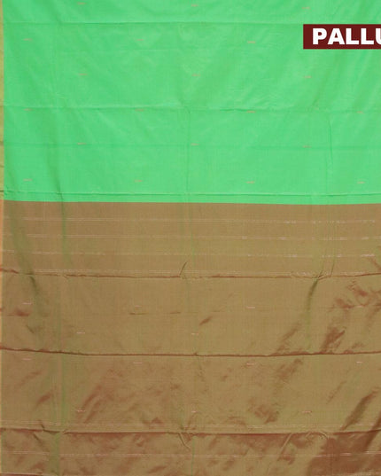 Arani semi silk saree green and maroon with copper zari woven buttas and zari woven butta border - {{ collection.title }} by Prashanti Sarees