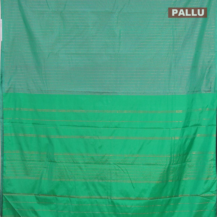 Arani semi silk saree green with allover copper zari weaves in borderless style - {{ collection.title }} by Prashanti Sarees