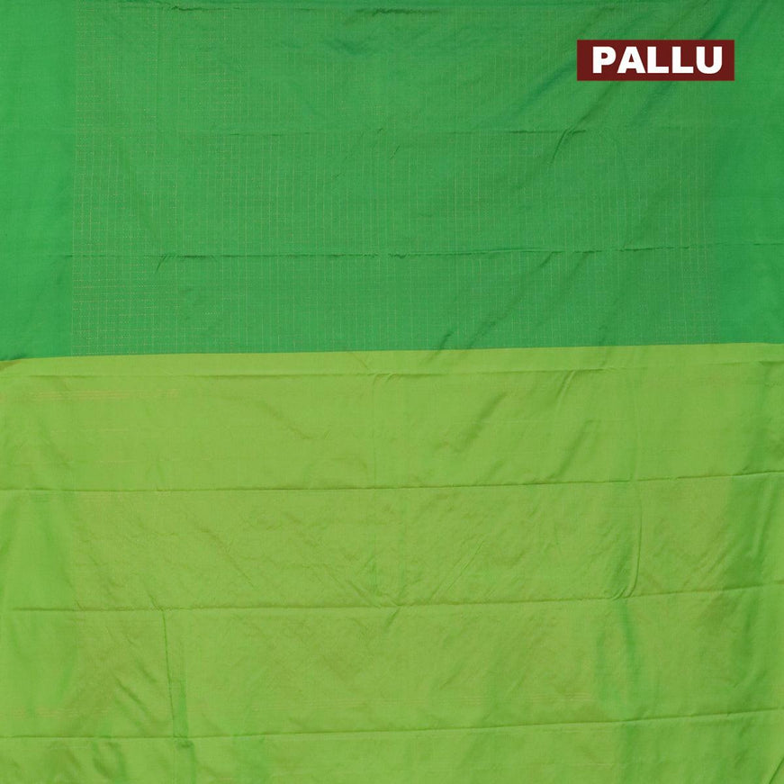 Arani semi silk saree green with allover zari checked pattern in borderless style - {{ collection.title }} by Prashanti Sarees