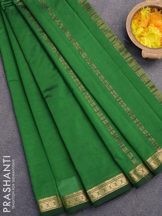 Arani semi silk saree green with plain body and small zari woven border - {{ collection.title }} by Prashanti Sarees