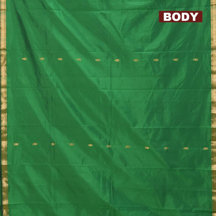 Arani semi silk saree green with zari woven buttas and small zari woven border - {{ collection.title }} by Prashanti Sarees