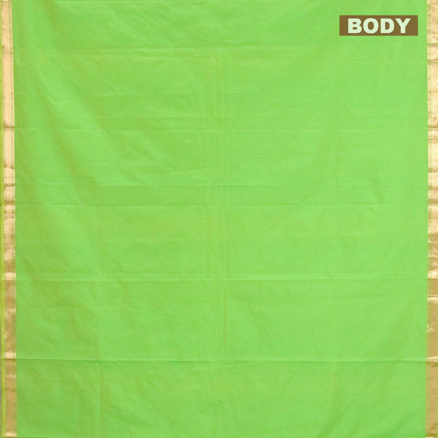 Arani semi silk saree light green with plain body and small zari woven border - {{ collection.title }} by Prashanti Sarees