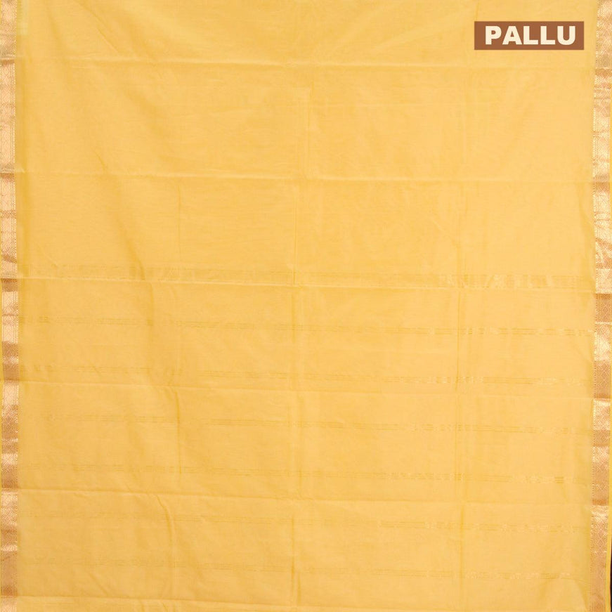 Arani semi silk saree light yellow with plain body and small zari woven border - {{ collection.title }} by Prashanti Sarees