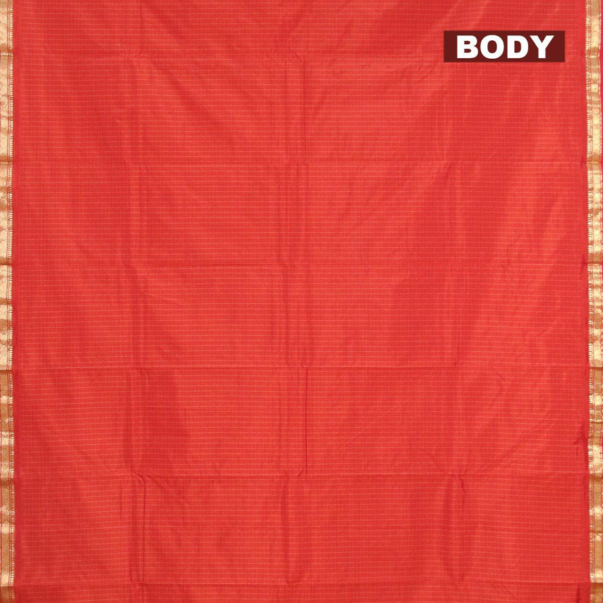 Arani semi silk saree maroon with allover checked pattern and small zari woven border - {{ collection.title }} by Prashanti Sarees