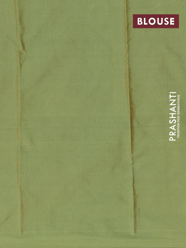 Arani semi silk saree mehendi green with allover thread weaves in borderless style - {{ collection.title }} by Prashanti Sarees