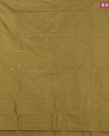 Arani semi silk saree mehendi green with zari woven buttas and small zari woven border - {{ collection.title }} by Prashanti Sarees