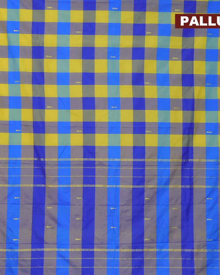 Arani semi silk saree multi colour and blue with allover paalum pazhamum & zari buttas and zari woven butta border - {{ collection.title }} by Prashanti Sarees