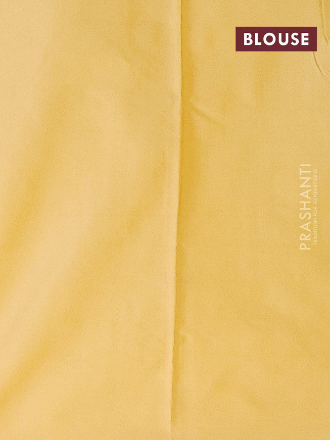 Arani semi silk saree pale yellow with allover thread weaves in borderless style - {{ collection.title }} by Prashanti Sarees