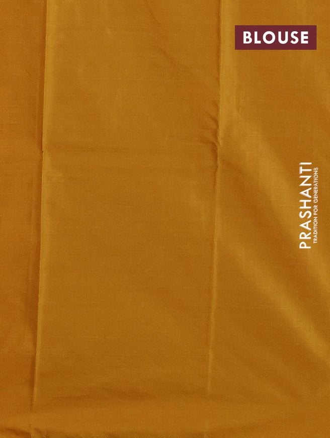 Arani semi silk saree peach orange and mustard yellow with allover copper zari weaves in borderless style - {{ collection.title }} by Prashanti Sarees