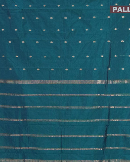 Arani semi silk saree peacok blue with zari woven buttas and small zari woven border - {{ collection.title }} by Prashanti Sarees