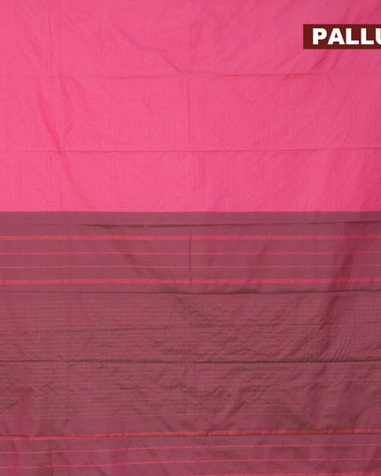Arani semi silk saree pink and dual shade of greenish pink with allover copper zari checked pattern in borderless style - {{ collection.title }} by Prashanti Sarees
