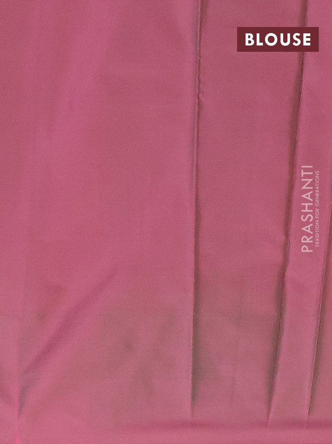 Arani semi silk saree pink and dual shade of greenish pink with allover copper zari checked pattern in borderless style - {{ collection.title }} by Prashanti Sarees