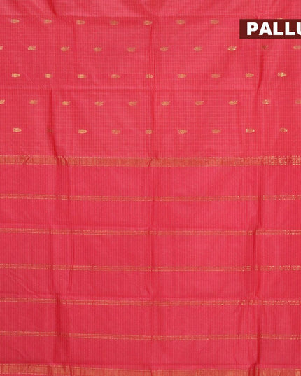 Arani semi silk saree red shade with allover checked pattern & zari buttas and small zari woven border - {{ collection.title }} by Prashanti Sarees