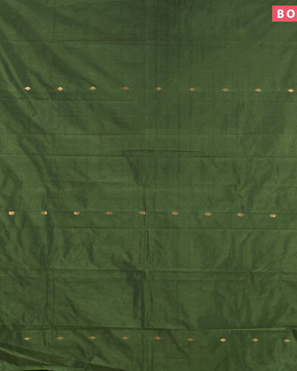Arani semi silk saree sap green with zari woven buttas and small zari woven border - {{ collection.title }} by Prashanti Sarees