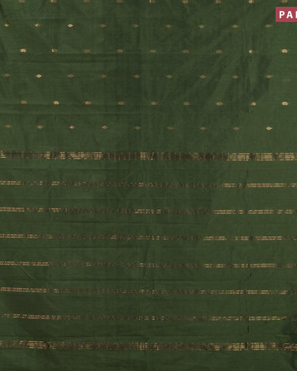 Arani semi silk saree sap green with zari woven buttas and small zari woven border - {{ collection.title }} by Prashanti Sarees