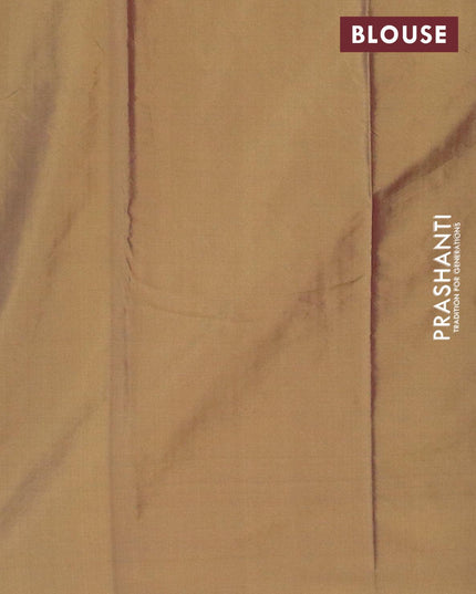 Arani semi silk saree yellow and dual shade of purple with allover copper zari woven butta weaves in borderless style - {{ collection.title }} by Prashanti Sarees