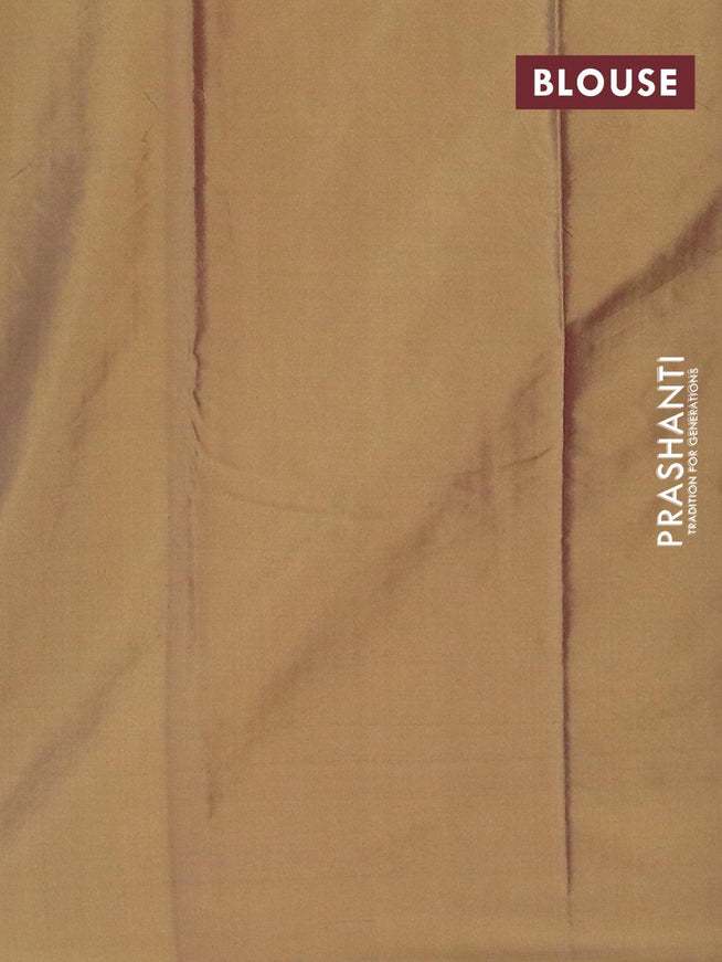 Arani semi silk saree yellow and dual shade of purple with allover copper zari woven butta weaves in borderless style - {{ collection.title }} by Prashanti Sarees