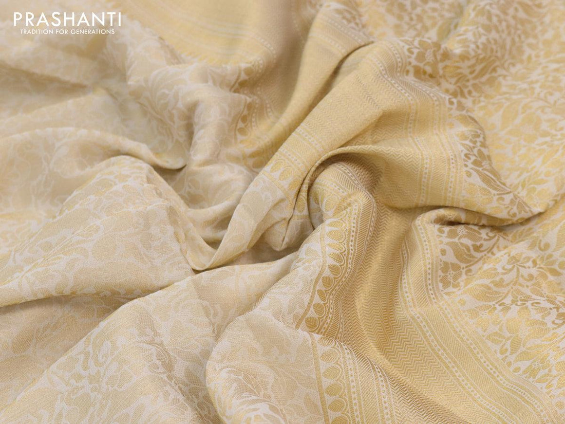 Art chiffon saree off white with allover zari woven brocade weaves and zari woven border - {{ collection.title }} by Prashanti Sarees