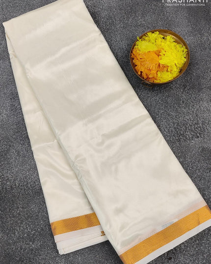 Art silk dhoti 9 X 5 off white with zari woven border - {{ collection.title }} by Prashanti Sarees