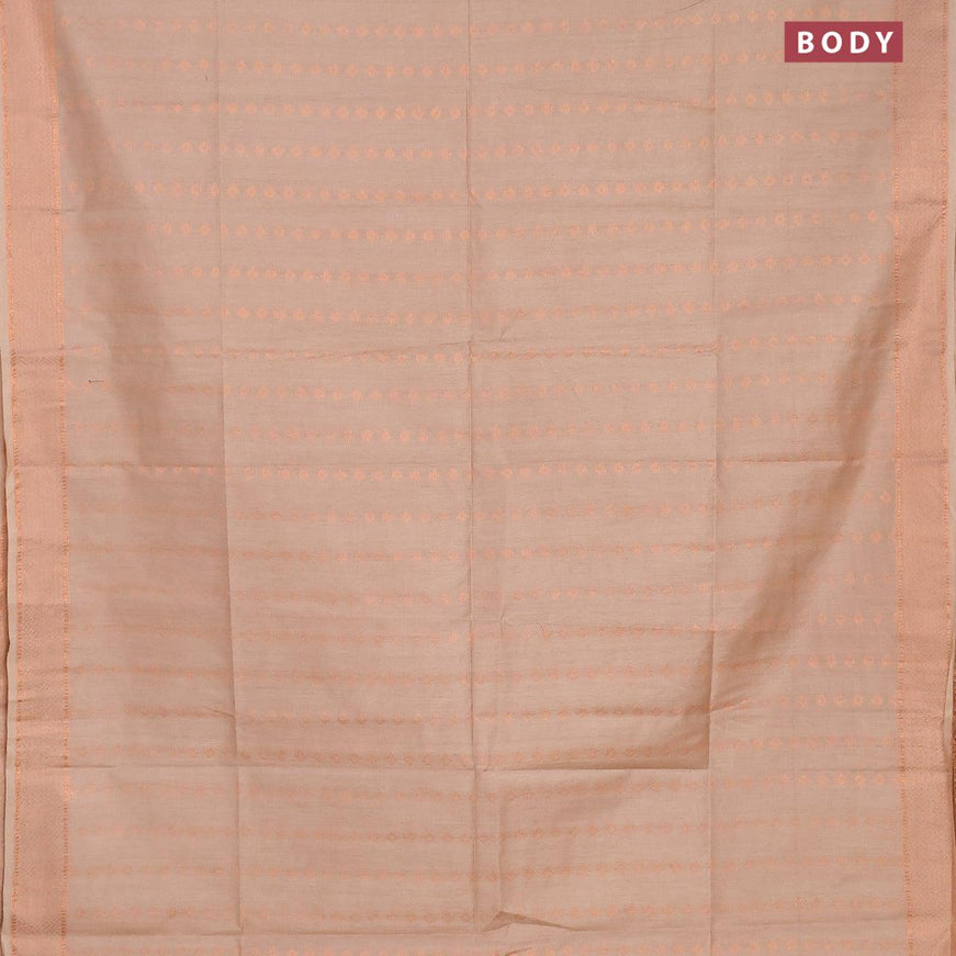 Bamboo silk saree beige with allover copper zari woven butta weaves and zari woven border - {{ collection.title }} by Prashanti Sarees
